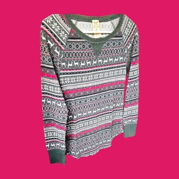 NWOT Faded Glory Women's warm thermal long sleeve winter Print top. - Picture 7 of 13